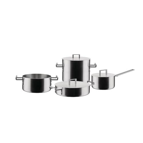 Alessi Convivio DC100S7 – Set di Pentole di Design, Manici in Acciaio Inossidabile 18/10 con Rivestimento in PVD, Satinato
