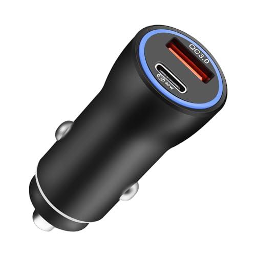 Hoppac Caricabatterie Auto, Caricatore Presa USB C Fast Charge, Doppia Porta, Accessori Accendisigari QC 18W, PD 20W Caricabatterie