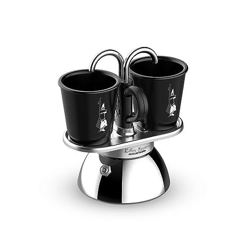 Bialetti Mini Express Induction Caffettiera, Alluminio, Nero, 2 Tazze