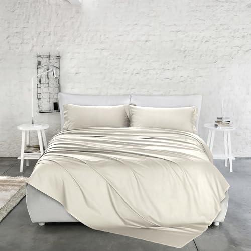 PENSIERI DELICATI Completo Letto Matrimoniale in Raso Tinta Unita