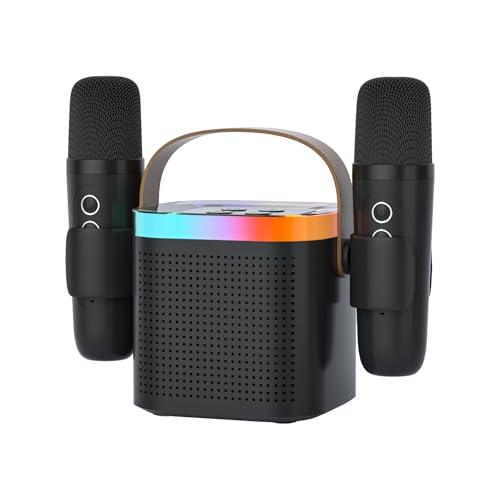 DRSYXCS Macchina per karaoke più 2 microfoni wireless altoparlante portatile bluetooth