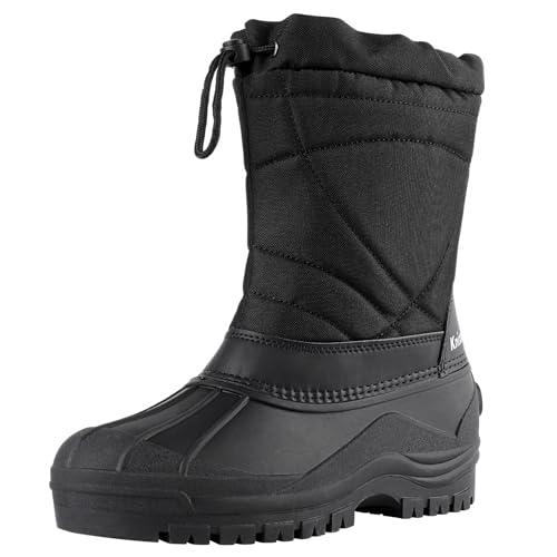 Knixmax Stivali da Neve Uomo Fodera Calda Scarpe Invernali Antiscivolo Impermeabili Trekking Outdoor Doposci Scarpe da Neve Nero EU 44