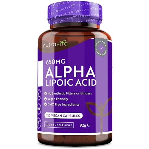 Nutravita Acido Alfa Lipoico 650 mg – 120 Capsule ad Alto Dosaggio