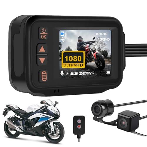 CAMECHO Dash Cam per Moto, Impermeabile Totale Videocamera Motocicletta FHD 1080P