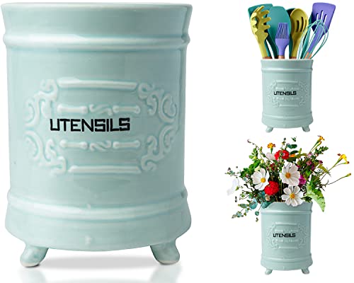 Comfify Portautensili in Ceramica Blu Francese