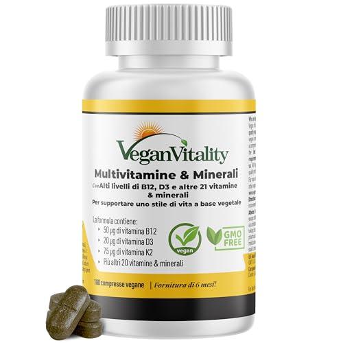 Multivitaminico Completo Vegano con Vitamina D3, K2 e B12-180 Compresse