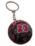 Palla Portachiavi Compatibile con NBA 23 Bulls Color Nero e Rosso Fucsia Basket Gadget Accessori Idea Regalo Uomo Donna Bambino Ciondolo Creativo 3D