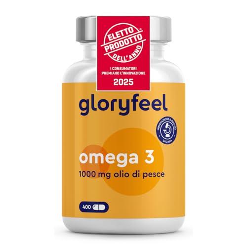 Omega 3 Olio di Pesce 400 Capsule (Maxi Scorta 13 Mesi), Softgel Omega-3, 1000mg Alto Dosaggio, Vista, Cuore, Cervello, 180mg EPA & 120mg DHA, Integratore Fish Oil e Acidi Grassi E