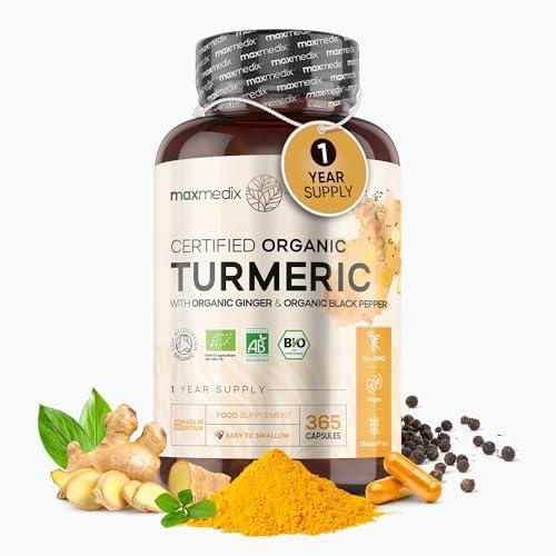 Curcuma Bio con Piperina e Zenzero, 365 Curcuma Capsule Vegan Alto Dosaggio