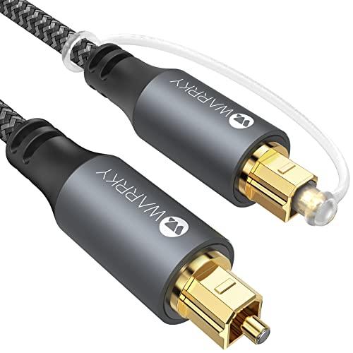 WARRKY Cavo Ottico Audio Digitale, 1,8m [Intrecciato, Custodia sottile in metallo, Spina placcata oro] Toslink