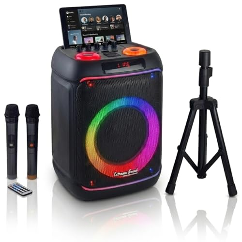 Cassa Professionale con 2 Microfoni Wireless Bluetooth Karaoke