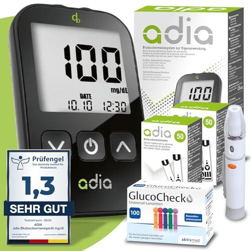 adia glucometro (mg) + 110 strisce per glicemia + 110 lancette