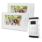 LIBO 7"Sistema Videocitofonico Cablato 2 Monitor Due Pulsanti Chiamata con Visione Notturna
