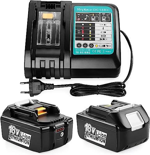 Energup 2 Batterie di Ricambio da 18V 5.0Ah + Caricatore per Makita Batteria 18V