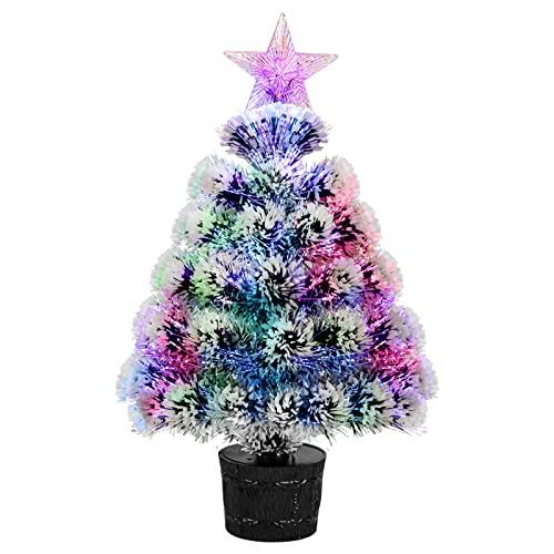 Mini albero di Natale in fibra ottica illuminato 54cm