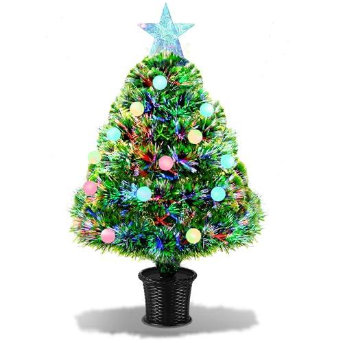 Piccolo albero di Natale da 54 cm con pallina in fibra ottica