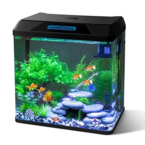 Nobleza – 30L Piccolo Acquario Completo con Illuminazione a LED e Sistema di Filtraggio Integrato, Nero, Vasche per Pesci