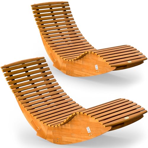 Casaria Sdraio a Dondolo JAVA Pieghevole Legno Acacia