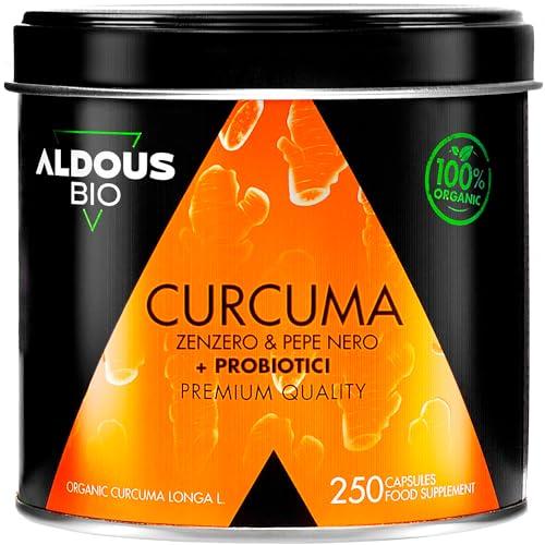Curcuma e Piperina Plus + PROBIOTICI + Zenzero e Pepe Nero – 1460 mg – 250 Capsule