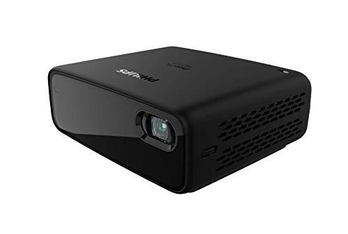 Philips PicoPix Micro 2, proiettore portatile, tascabile, luminoso, LED DLP, durata batteria 5 ore, Altoparlanti stereo, HDMI, USB-C, nero