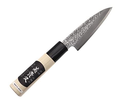 Coltello giapponese artigianale Tsutsumi lama martellata 9 cm, forgiato a mano