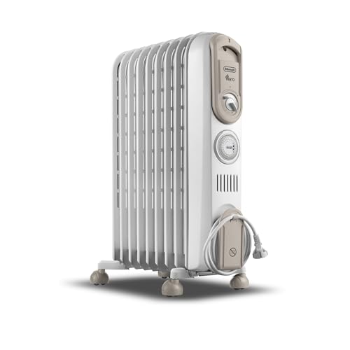 De'Longhi Serie Vento V550918T.WB Radiatore ad Olio Elettrico, 9 Elementi, 1800W, Bianco