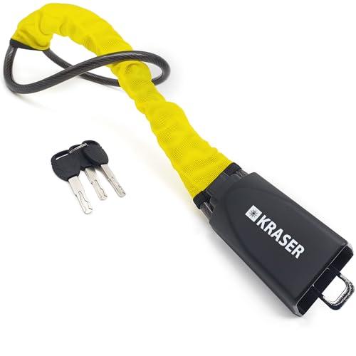 KRASER KR882Y Antifurto Auto, Cavo Blocca Sterzo in Acciaio Flessibile Giallo