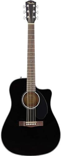 Fender CD-60SCE Dreadnought Chitarra Acustica Elettrificata, Nero, Include lezioni virtuali gratuite su Fender Play