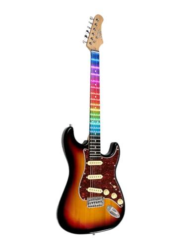 EKO GUITARS – S-300 SUNBURST VISUAL NOTE, Chitarra Elettrica “Visual Note”, Corpo Pioppo,Manico Acero,Tastiera Resina, Lamina Visual Note che si interfaccia con l’APP dedicata, Col
