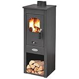 Stufa a Legna 7kW Antracite Acciaio Riscaldamento Ambienti Casa LONG HOLD FIRE BLACK LUX