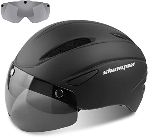 Shinmax Casco Bici Uomo Donna Casco Bicicletta con Occhiali Magnetici Rimovibili