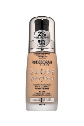 Deborah Milano – Fondotinta Liquido 24 Ore Perfect Idratante SPF 20, N.3 Caramel Beige