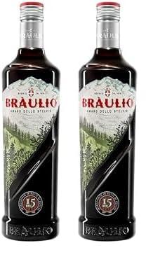 Braulio – Amaro Invecchiato in Botte di Rovere 15 Mesi, 70 cl, a Base di Erbe, Bacche e Radici, 21% Vol (Confezione da 2)