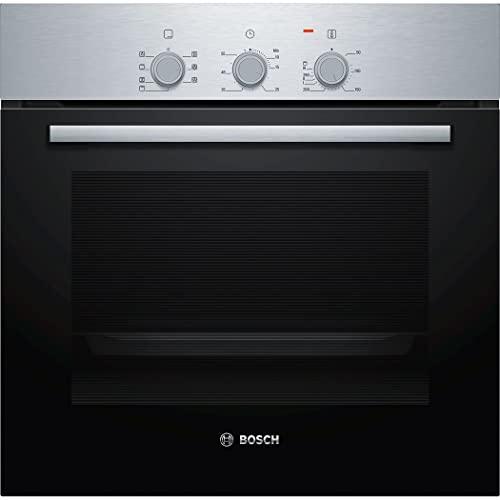 Bosch HBF011BR0 Serie 2, Forno da incasso, Aria Calda 3D: Cottura uniforme fino a 3 livelli, 3 manopole, Acciaio, 60 x 60 cm