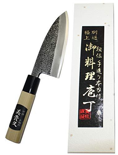 Coltello Deba giapponese artigianale, lama martellata 9 cm, forgiata a mano