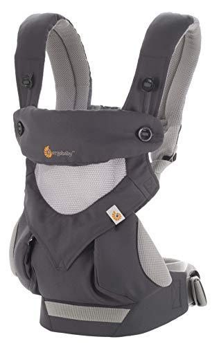 Ergobaby Marsupio Bambino Ergonomico Estivo, 360 Cool Air Grigio Carbone, Porta Bebè Traspirante 4-Posizioni di Trasporto