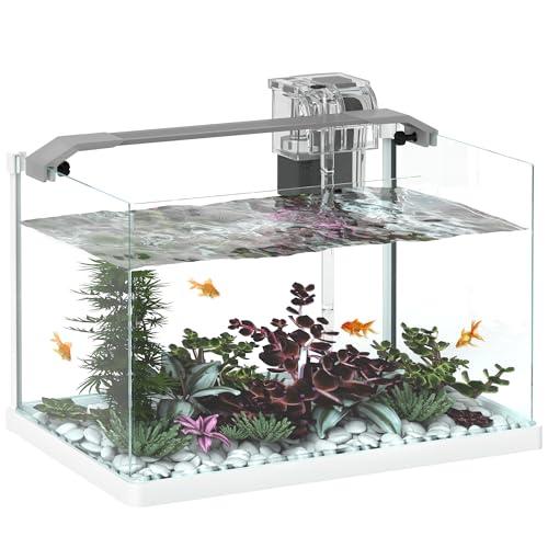PawHut Acquario per Pesci Rossi in Vetro con Luci LED