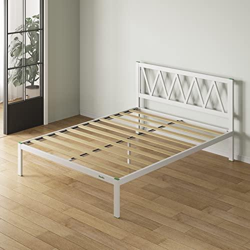 Novilla Rete Letto Matrimoniale 140×190 con Testiera e Pediera, Struttura Letto a Doghe in Legno