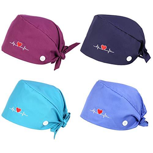 Xinzistar 4 Pezzi Cappello Scrub Cotone Regolabil