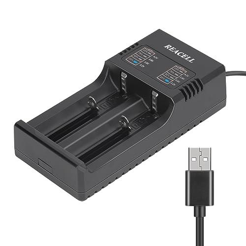 REACELL Caricabatterie 18650, Universale Carica Batteria a Ricarica Rapida