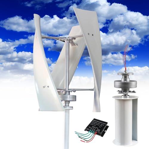 Fablestoryem Generatore Eolico Verticale da 14000W Kit Energia Eolica 12V 24V 48V 110V 220V 3 Pale con Controller Kit Turbina Eolica per Integrazione Energetica Domestica,White-48V