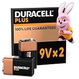Duracell Batterie Plus 9V (pacco da 2) - Pile Alcaline - Fino al 100% di extra durata - Affidabilità per i dispositivi a uso quotidiano - 0% plastica - 5 anni di conservazione - 6L