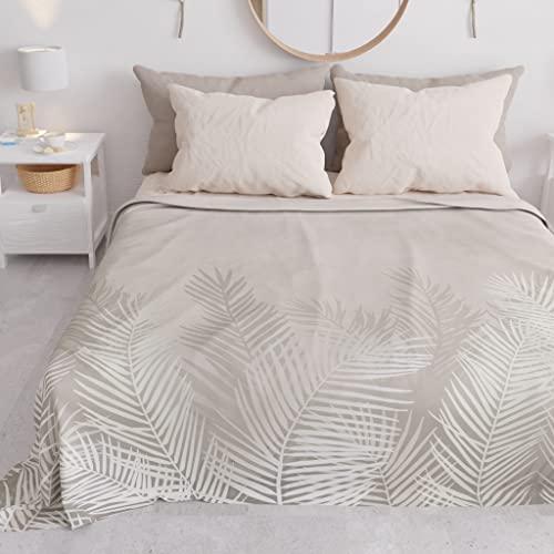 PETTI Artigiani Italiani – Copriletto Matrimoniale Primavera Estate, Coperta Leggera Matrimoniale, Lenzuola Copriletto, Foglia Tortora 100% Made in Italy