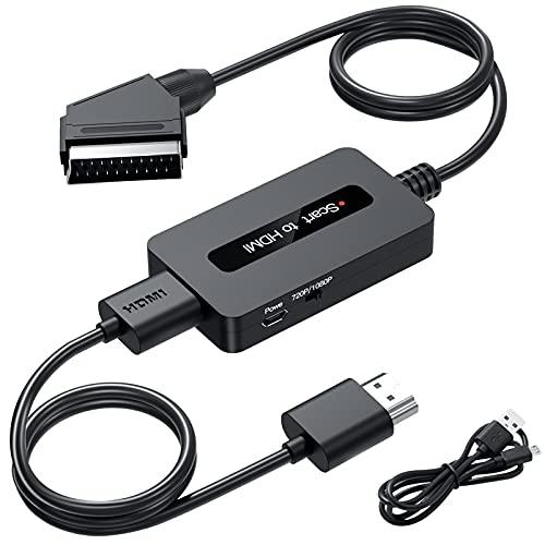 Kirolle Convertitore Scart a HDMI con Cavi Scart e HDMI