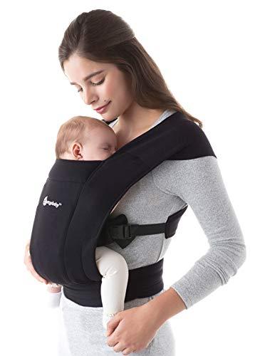 Ergobaby Embrace Marsupio Neonati Ergonomico 0 Mesi, Porta Bebe Extra Morbido ed Ultraleggero, Pure Black