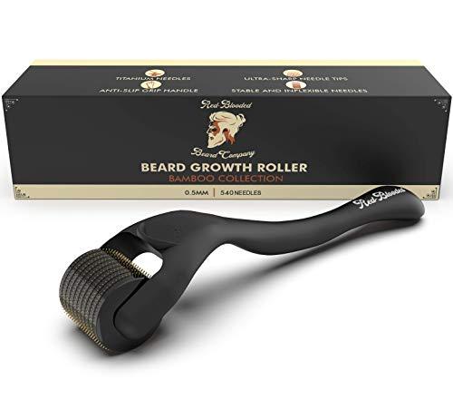 Red-Blooded Dermaroller Barba| 540x Aghi di Titanio da 0.5mm | Nero Opaco | Rullo Crescita Barba Uomo | Beard Roller | Rullo Barba Crescita Barba | Crescita Capelli | Microneedling