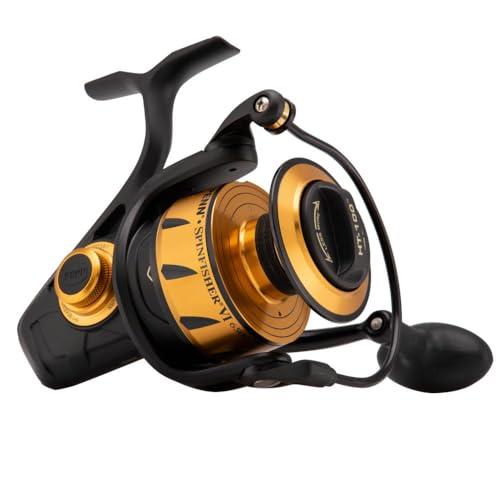 PENN Spinfisher VI Mulinello da Spinning, Mulinello da pesca in mare con tenuta IPX5 che protegge dall’ingresso in acqua salata, adatto per diverse specie, nero/oro, 4500