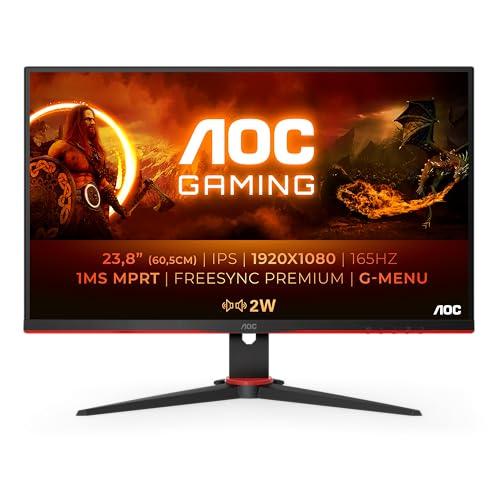 AOC Gaming 24G2SPAE – Monitor FHD da 24 pollici, 165 Hz, 1 ms MPRT, FreeSync, G-Sync Compatible, altoparlante