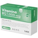 Vitamina B12 1000 mcg e Acido Folico 400 mcg 160 microcompresse ad Alto Dosaggio - Cianocobalamina e Folato Vegan per Stanchezza Fisica e Mentale - 5 Mesi di Fornitura