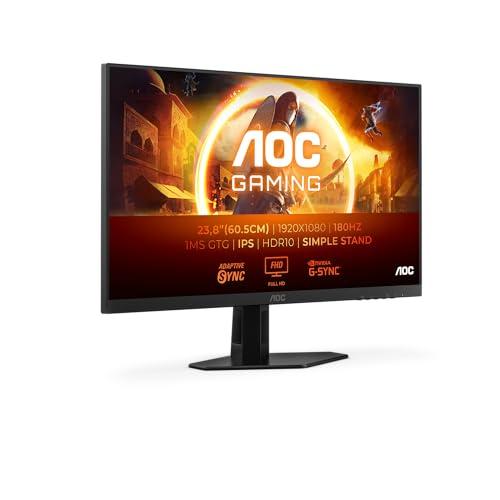 AOC Gaming 24G4XED – Monitor FHD da 24 pollici, 180 Hz, 1 ms, FreeSync Prem., comp. G-Sync, HDR10 (1920×1080, HDMI 2.0, DisplayPort 1.4) nero/grigio